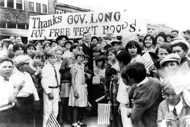Children thank Huey Long for free school books.