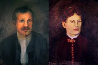 Portraits of Caledonia Tison Long and Huey Long, Sr., painted by their daughter Olive