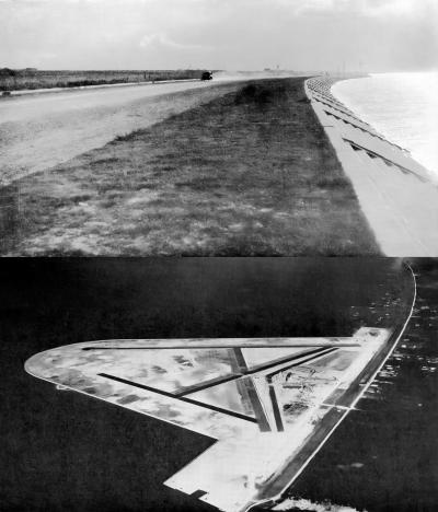 In New Orleans, Huey Long constructed a seven-mile seawall around Lake Pontchartrain and built a modern airport.