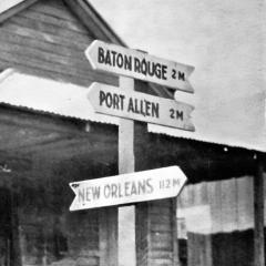 Signpost on the old road between Baton Rouge and New Orleans